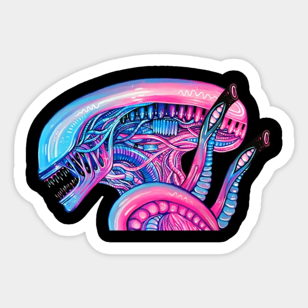 Cotton Candy Alien Sticker by Bethaliceart